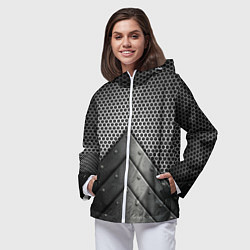 Ветровка с капюшоном женская Броня металлическая, цвет: 3D-белый — фото 2