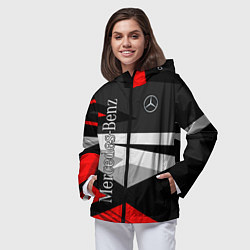 Ветровка с капюшоном женская Mercedes-Benz, цвет: 3D-черный — фото 2
