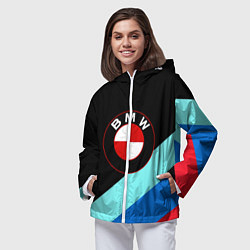 Ветровка с капюшоном женская BMW, цвет: 3D-белый — фото 2