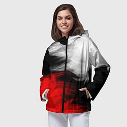 Ветровка с капюшоном женская ПЕРЬЯ, цвет: 3D-черный — фото 2