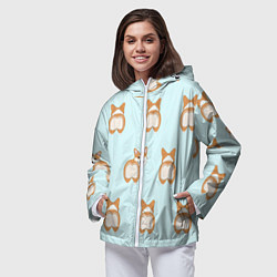 Ветровка с капюшоном женская Корги, цвет: 3D-белый — фото 2