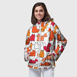 Ветровка с капюшоном женская Милые лисы, цвет: 3D-белый — фото 2