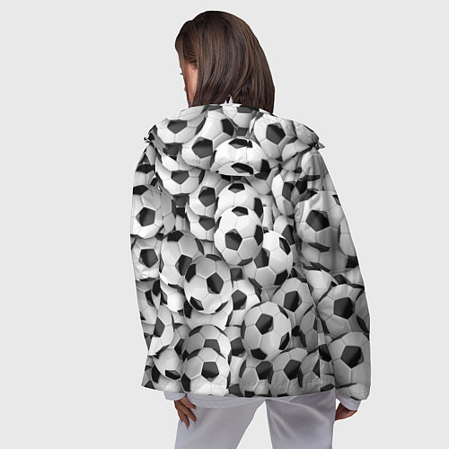 Женская ветровка Футбольные мячи много / 3D-Белый – фото 4