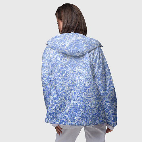 Женская ветровка Волны на голубом фоне / 3D-Белый – фото 4