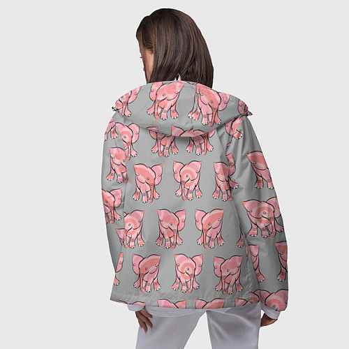 Женская ветровка РОЗОВЫЕ СЛОНИКИ ПАТТЕРН / 3D-Белый – фото 4