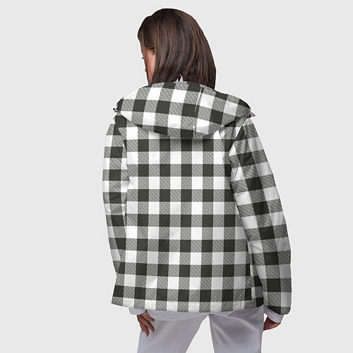 Женская ветровка Черно-белая клетка / 3D-Белый – фото 4