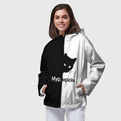 Ветровка с капюшоном женская Черный кот, цвет: 3D-черный — фото 2