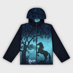 Ветровка с капюшоном женская Конь, цвет: 3D-черный
