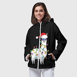 Ветровка с капюшоном женская Рождественская Лама, цвет: 3D-белый — фото 2