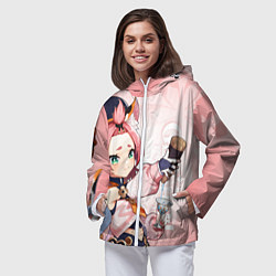 Ветровка с капюшоном женская GENSHIN IMPACT, ДИОНА, цвет: 3D-белый — фото 2