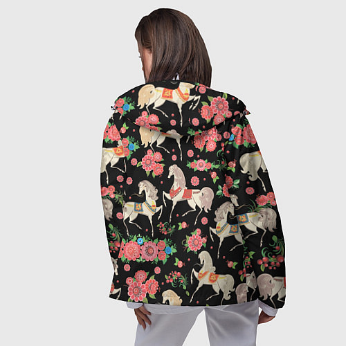 Женская ветровка Лошади и цветы / 3D-Белый – фото 4