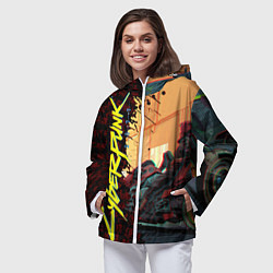 Ветровка с капюшоном женская Киберпанк, цвет: 3D-белый — фото 2