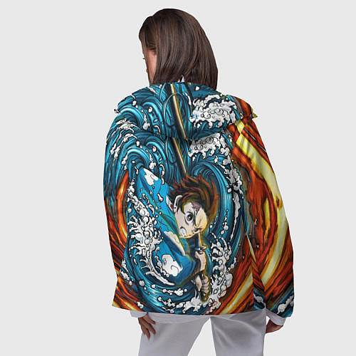 Женская ветровка Танджиро Камадо Клинок демонов / 3D-Белый – фото 4