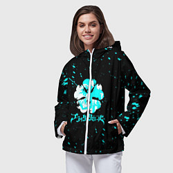 Ветровка с капюшоном женская Черный клевер, цвет: 3D-белый — фото 2