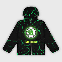 Ветровка с капюшоном женская SKODA, цвет: 3D-белый