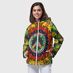Ветровка с капюшоном женская Хиппи, цвет: 3D-белый — фото 2