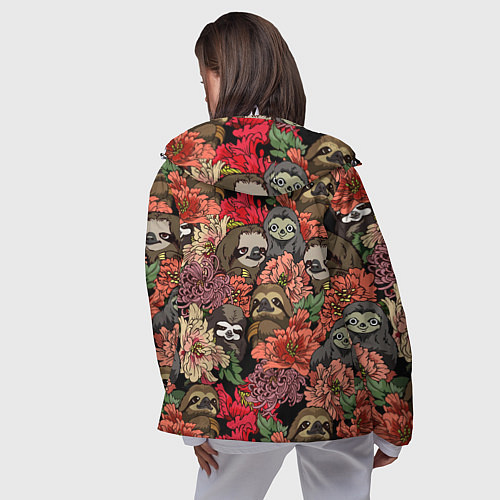 Женская ветровка Ленивец & Цветочки / 3D-Белый – фото 4