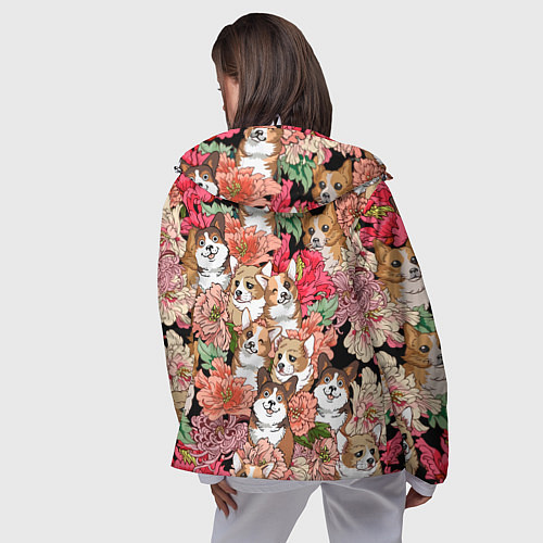 Женская ветровка Корги & Цветы / 3D-Белый – фото 4
