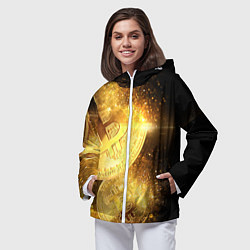 Ветровка с капюшоном женская БИТКОИН ЗОЛОТО BITCOIN GOLD, цвет: 3D-белый — фото 2