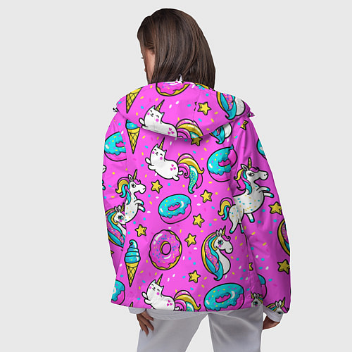 Женская ветровка Единороги с пончиками / 3D-Белый – фото 4