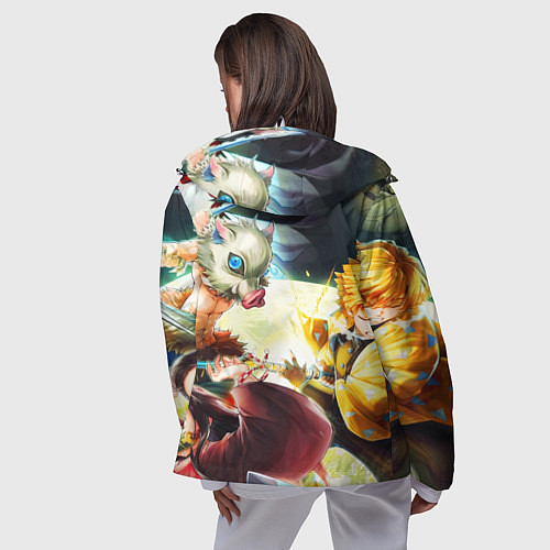 Женская ветровка КЛИНОК РАССЕКАЮЩИЙ ДЕМОНОВ ПЕРСОНАЖИ / 3D-Белый – фото 4