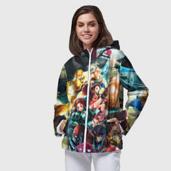 Ветровка с капюшоном женская КЛИНОК РАССЕКАЮЩИЙ ДЕМОНОВ ПЕРСОНАЖИ, цвет: 3D-белый — фото 2