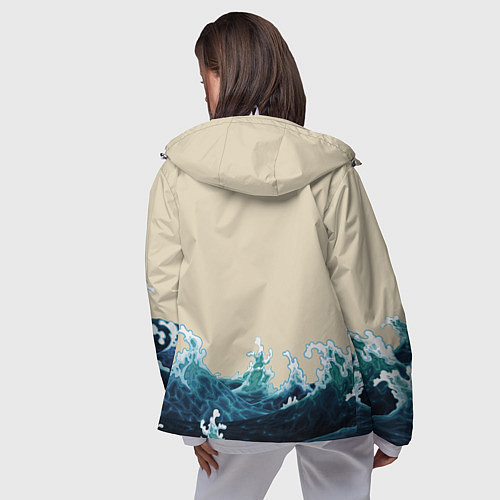 Женская ветровка Японский Стиль Волны и Солнце / 3D-Белый – фото 4