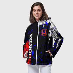 Ветровка с капюшоном женская HONDA, цвет: 3D-белый — фото 2
