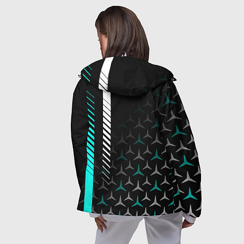 Женская ветровка МЕРСЕДЕС AQUA BLACK GRADIENT / 3D-Белый – фото 4