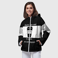 Ветровка с капюшоном женская Дайте кофе, цвет: 3D-белый — фото 2