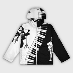 Ветровка с капюшоном женская Черно Белое пианино, цвет: 3D-белый