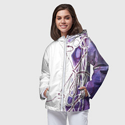 Ветровка с капюшоном женская Фиолетовые нити, цвет: 3D-белый — фото 2