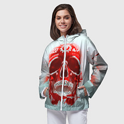 Ветровка с капюшоном женская Fallout Череп, цвет: 3D-белый — фото 2