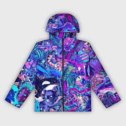 Ветровка с капюшоном женская Неоновые Звери, цвет: 3D-черный