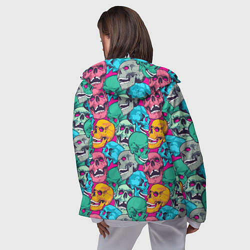 Женская ветровка Яркие черепа на розовом / 3D-Белый – фото 4