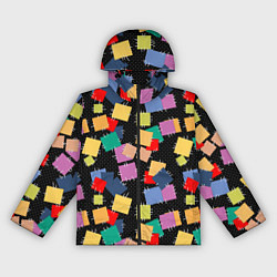 Женская ветровка Заплатки на черном фоне