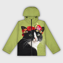 Женская ветровка Кот и цветы