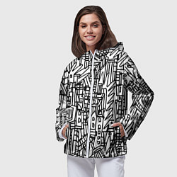 Ветровка с капюшоном женская Городской скетч, цвет: 3D-белый — фото 2