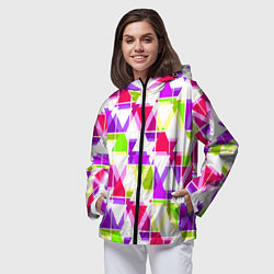 Ветровка с капюшоном женская Абстрактный яркий узор, цвет: 3D-черный — фото 2