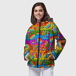 Ветровка с капюшоном женская POP IT SMILE ПОП ИТ ПУПЫРКА, цвет: 3D-черный — фото 2
