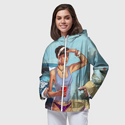 Ветровка с капюшоном женская Girl with coffee, цвет: 3D-белый — фото 2