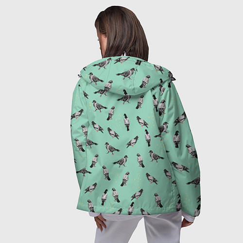 Женская ветровка Голуби на зеленом / 3D-Белый – фото 4