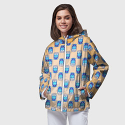 Ветровка с капюшоном женская Сгущенка паттерн, цвет: 3D-белый — фото 2