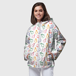 Ветровка с капюшоном женская Linux Ядро Пингвин, цвет: 3D-белый — фото 2