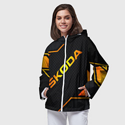 Ветровка с капюшоном женская Skoda Gold Шкода, цвет: 3D-белый — фото 2