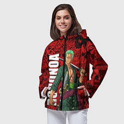 Ветровка с капюшоном женская Ророноа Зоро, One Piece, цвет: 3D-черный — фото 2