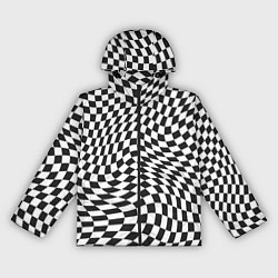 Ветровка с капюшоном женская Черно-белая клетка Black and white squares, цвет: 3D-черный
