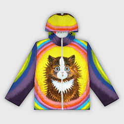 Ветровка с капюшоном женская Радужный кот Луиса Уэйна, цвет: 3D-белый