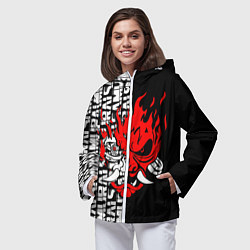 Ветровка с капюшоном женская CYBERPUNK 2077: SAMURAI, цвет: 3D-белый — фото 2