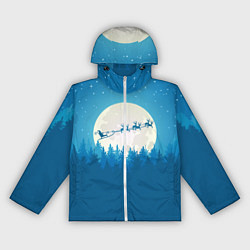 Ветровка с капюшоном женская Санта с Оленями, цвет: 3D-белый